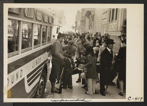 The Japanese quarter of San Francisco on the first day of evacuation from this area. About 660 merchants, shop-keepers, tradespeople