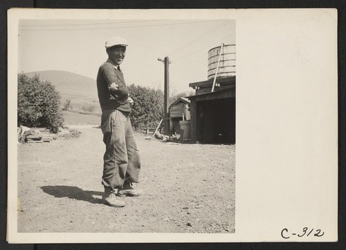 San Jose, Calif.--Japanese farm laborer prior to evacuation. Photographer: Lange, Dorothea Mission San Jose, California