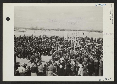 James Wakasa funeral scene. (The man shot by military sentry.) Photographer: Bankson, Russell A. Topaz, Utah