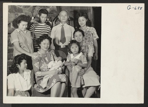 The Yamasaki family from Granada Relocation Center pose for their picture. From left to right, standing in back, Edith, Jim