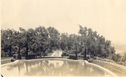 Pool & axis development from bathhouse, George O. Knapp Estate