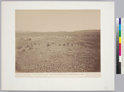 Town of Tombstone, Arizona. Santa Caterina Mountains on left, Dragoon Mountains on right