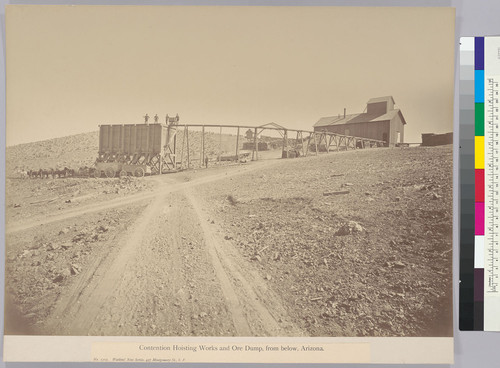 Contention Hoisting Works and Ore Dump, from below, Arizona