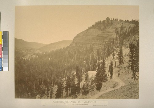 Conglomerate Formations. Below Twin Lakes. Road to Jackson's in the right foreground