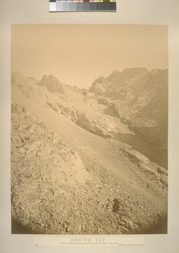 Round Top, from S.W. (instruments pointing upwards) Debris at angle of 45 degrees. Huts in chasm
