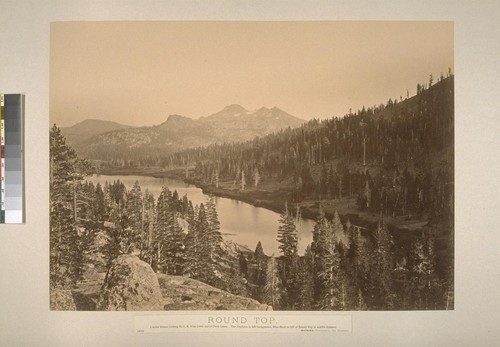 Round Top, 4 miles distant looking E.S.E. from lower end of Twin Lakes. The Elephant in left background, Blue Rock to left of Round Top in middle distance