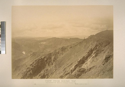 View from Round Top. Looking along south side of ridge. Mokelumne River in left foreground. Trail on face of ridge