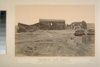 Mission, San Diego. San Diego County, California, established July 16th, 1769. From the rear, looking down the valley