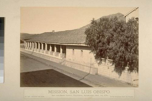 Mission, San Luis Obispo. San Luis Obispo County, California, established September 1st, 1772