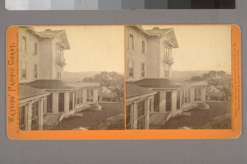 [Side view of home exterior, probably W.C. Ralston's Belmont estate.]