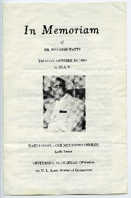 William Watts funeral program