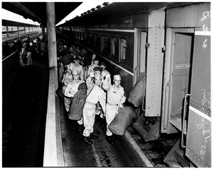 Sixty-Third Infantry Division leaving (Union Station), 1958
