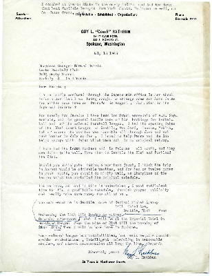 Oakland Larks Baseball Club correspondence from Guy L. Rathbun