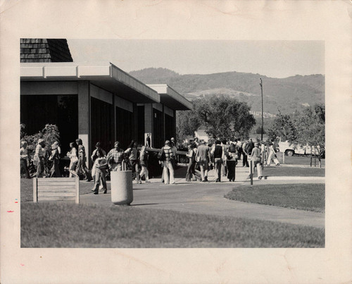 Campus Center, north side, with students