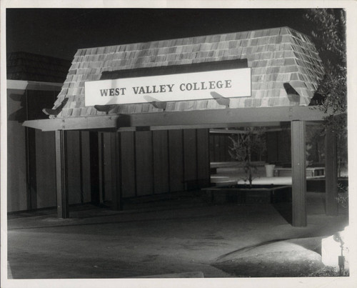 Campbell campus entrance at night