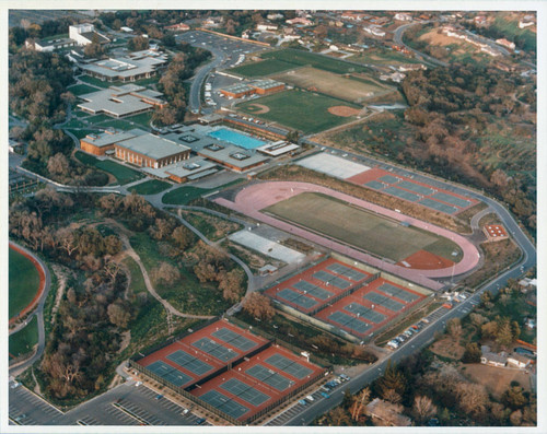 Aerial photograph, West Valley College, south side of campus, 1977