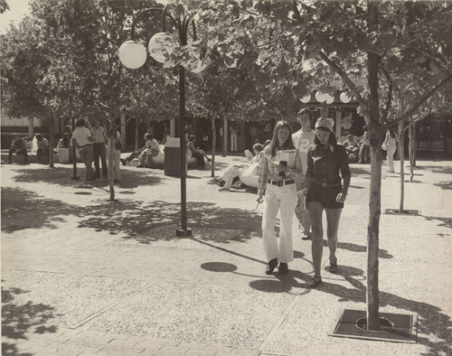 Campus Center patio with students