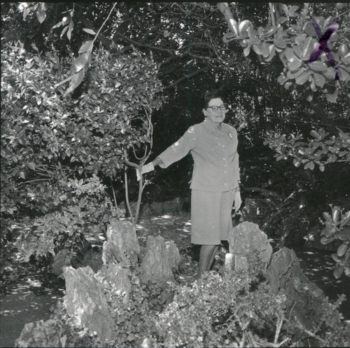 Woman at Giurlani House garden