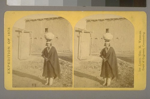 Zuni Indian Girl, with water olla.--Photographer: T. H. O'Sullivan--Photographer's number: 1--Photographer's series: Expedition of 1873