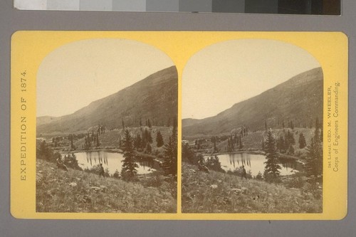 Beaver Lake, Conejos Canon, Colorado, 9000 feet above sea-level, and 30 miles from mouth of Canon.--Photographer: T. H. O'Sullivan--Photographer's number: 35--Photographer's series: Expedition of 1874