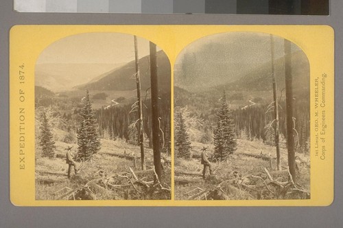 Canon, Valley of the Conejos River, looking South from vicinity of "Lost Lakes."--Photographer: T. H. O'Sullivan--Photographer's number: 36--Photographer's series: Expedition of 1874