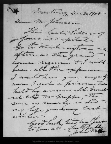 Letter from John Muir to [Robert Underwood] Johnson, 1908 Dec 30