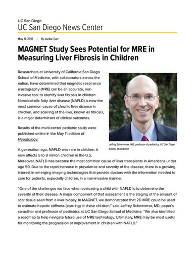 MAGNET Study Sees Potential for MRE in Measuring Liver Fibrosis in Children