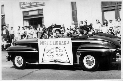 Whittier Public Library car in the Founder's Day Parade