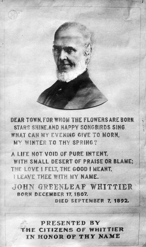 John Greenleaf Whittier Dedication