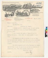 Letter from Vilter Manufacturing Company to Miller and Lux, Inc. regarding foundation plans for machinery