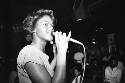 Unidentified woman performing at a nightclub, Los Angeles, 1981