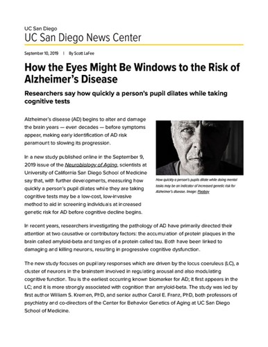 How the Eyes Might Be Windows to the Risk of Alzheimer’s Disease