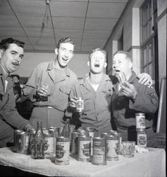 Soldiers singing and drinking