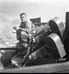 Soldier sitting in machine gun quadmount — Calisphere