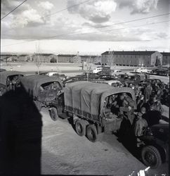 Troops assembling at Camp Stoneman for shipping out to Korea