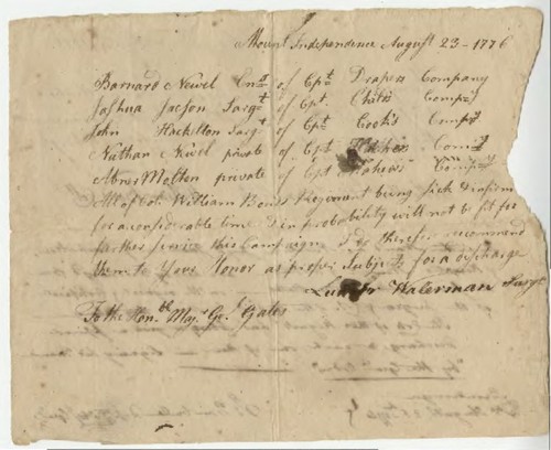 List of men to be discharged due to illness from Colonel Bond's regiment