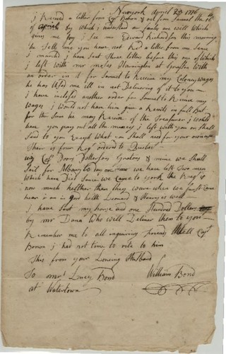 Letter, William Bond to Lucy Bond