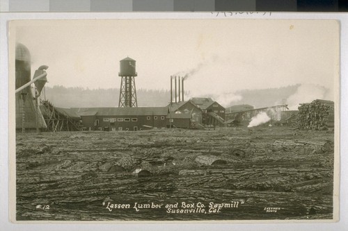 Photographic postcards of lumber operations in Susanville and Westwood