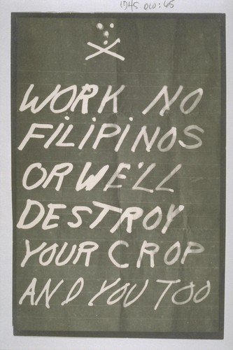 Copies of letters threatening Filipinos (ori ginals in BANC MSS C-R 4 Box 2:18)