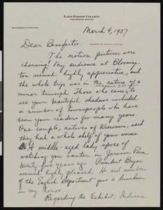 Eldon C. Hill, letter, 1937-03-04, to Hamlin Garland