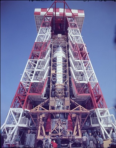 Atlas 10A Details: Missile Erected in Tower; Pad 12; AFMTC Date on Neg: 10/27/1957