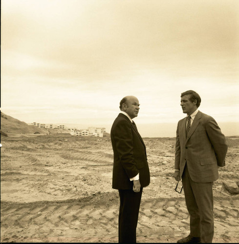 Chancellor M. Norvel Young and President William Banowsky posing on the Newly Built Malibu Campus