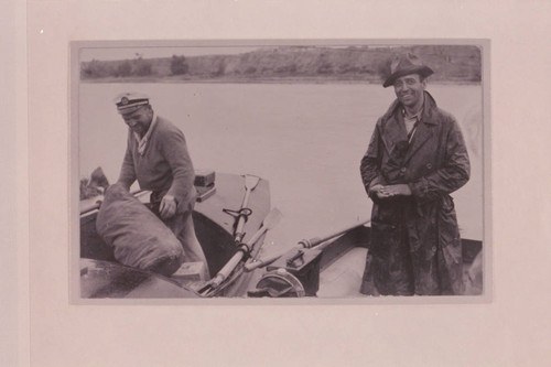 Buzz Holmstrom and Amos Burg at Green River, Wyoming, prior to departure on Green and Colorado River traverse in 1938