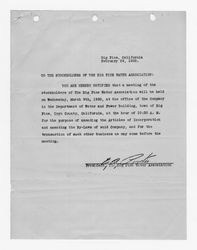 Big Pine Water Association meeting notice 1932