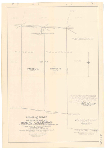 Survey of Division of Lot 42, Rancho Calleguas