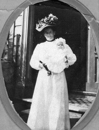 Mary E. Tehan Nerton is shown holding daughter Ida Nerton(1907), photograph