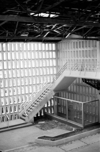 Interior of the Santa Monica Main Library at 1343 Sixth Street gutted for asbestos removal during 1986-87