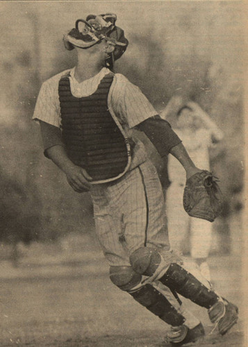 Matadors' catcher Bruce Matsui, from the Daily Sundial, April 20, 1965