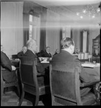 1st Day War. Cabinet [War meeting of Cabinet members in conference room, before they resigned] Noon