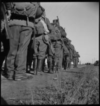 Soldiers: Road to Heinola [Soldiers standing along road]